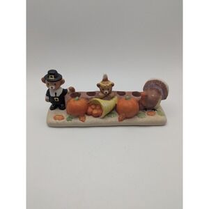 1989 Vtg MSR‎ Thanksgiving Pilgrim Harvest Pumpkin Cornucopia Candlestick Holder